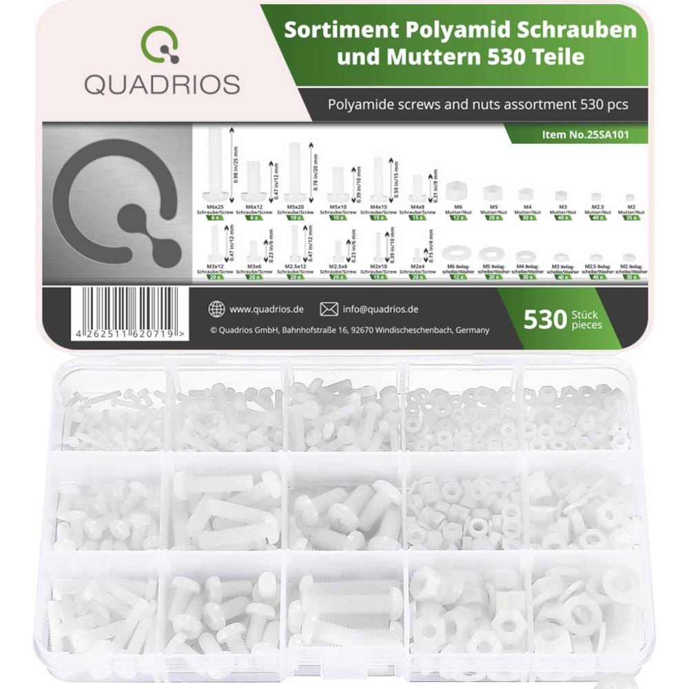 Quadrios 25SA101 25SA101 Kunststof schroeven assortiment 530 onderdelen