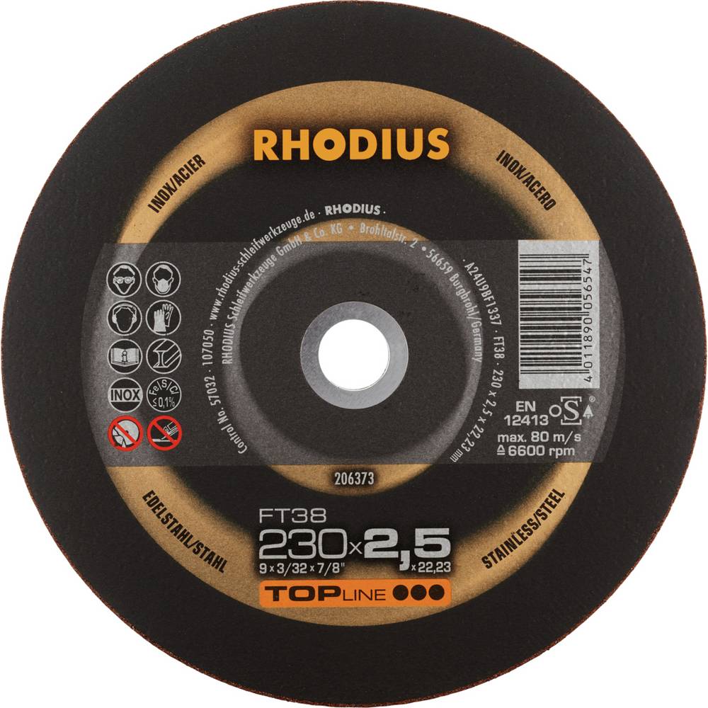Rhodius FT38 206373 Doorslijpschijfset 25 stuk(s) RVS, Staal