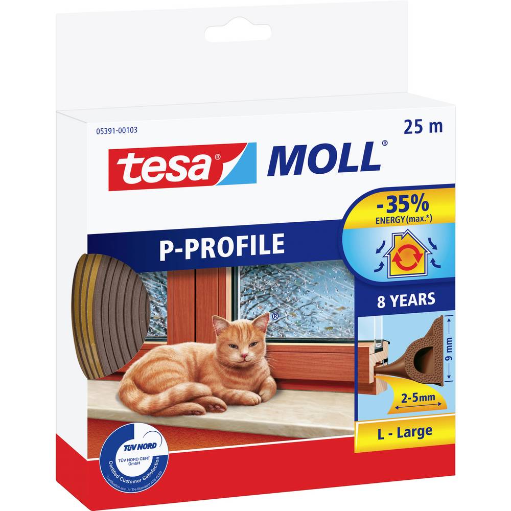 Tesa P-Profil 05391-00101-02 Afdichtingstape moll Bruin (l x b) 25 m x 9 mm 25 m