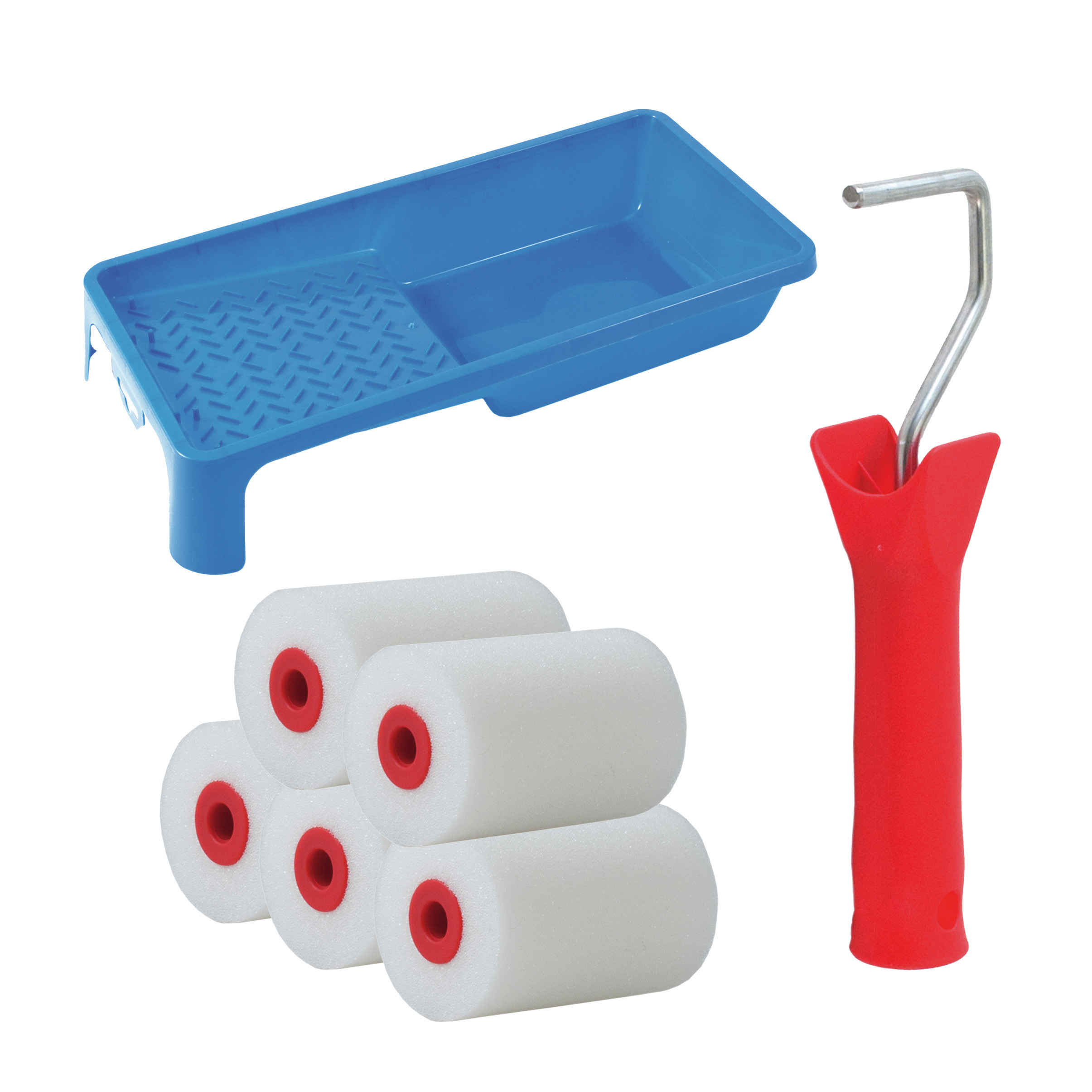 Sorex Verfrollers set - beugel - doseer verfbak - 5x anti spat rollers - 5cm breed - schilderen -