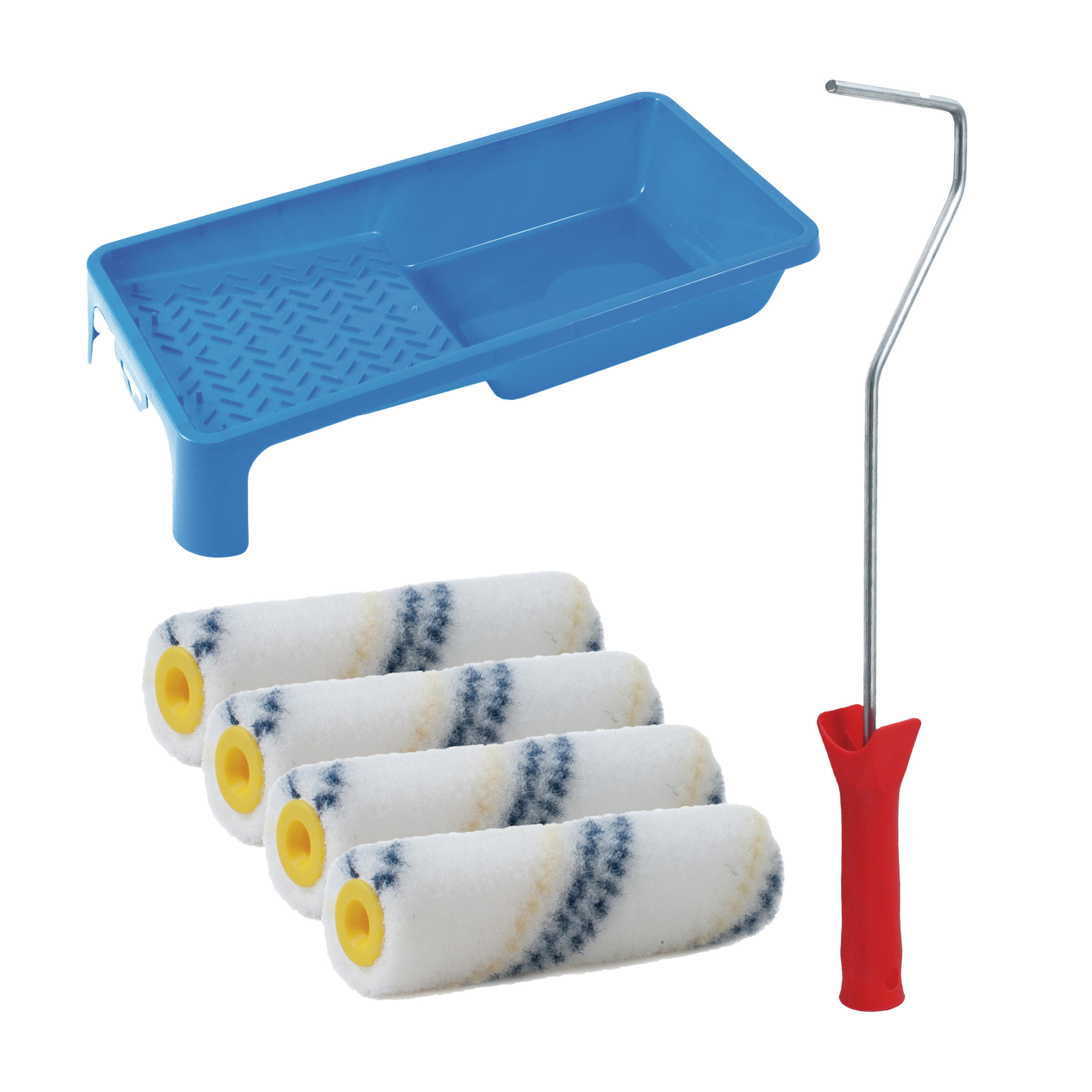 Sorex Verfrollers set - beugel - doseer verfbak - 4x anti spat rollers - 10cm breed - schilderen -