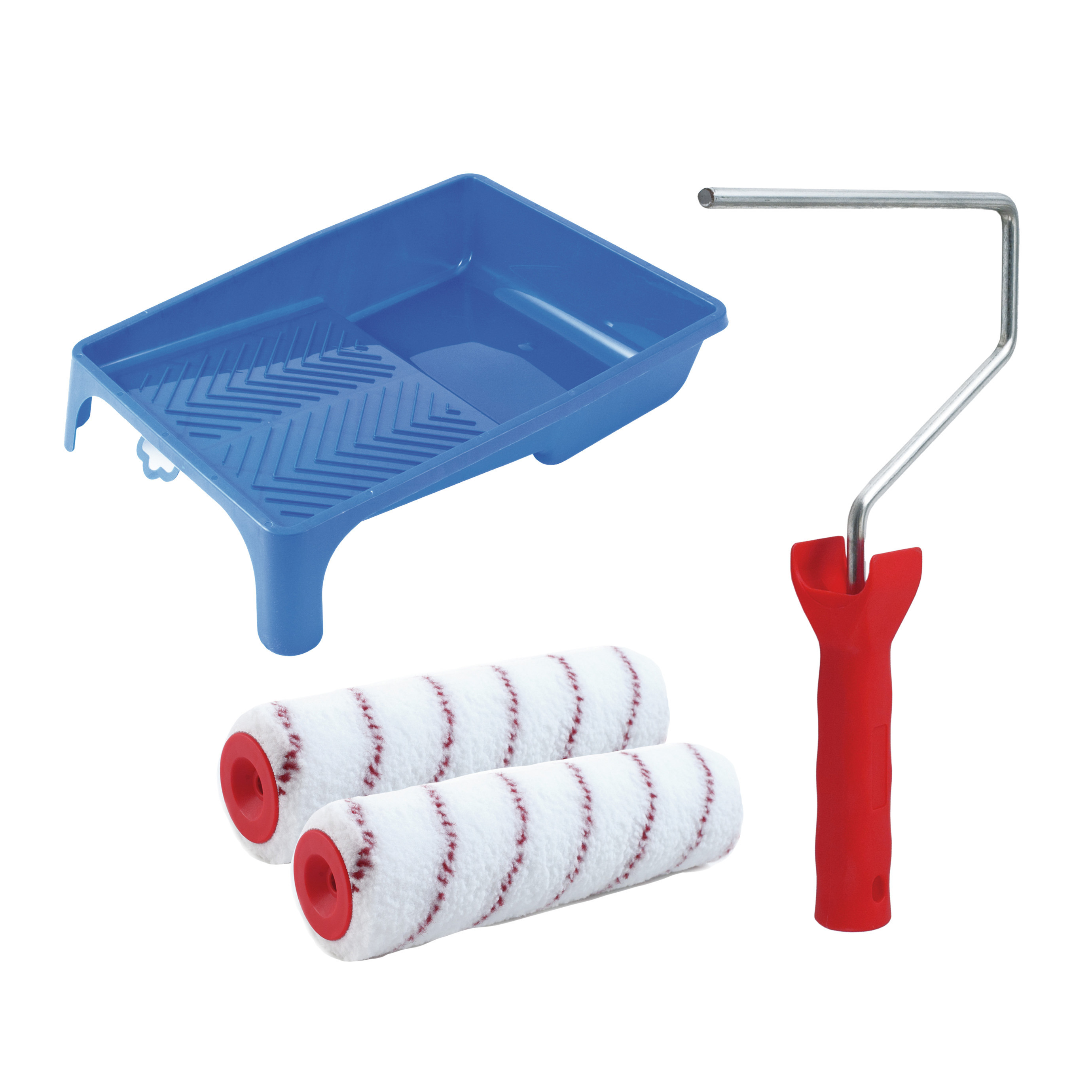 Sorex Verfrollers schilderen set - met beugel en verfbak - 2x anti spatten rollers - breedte 18 cm -