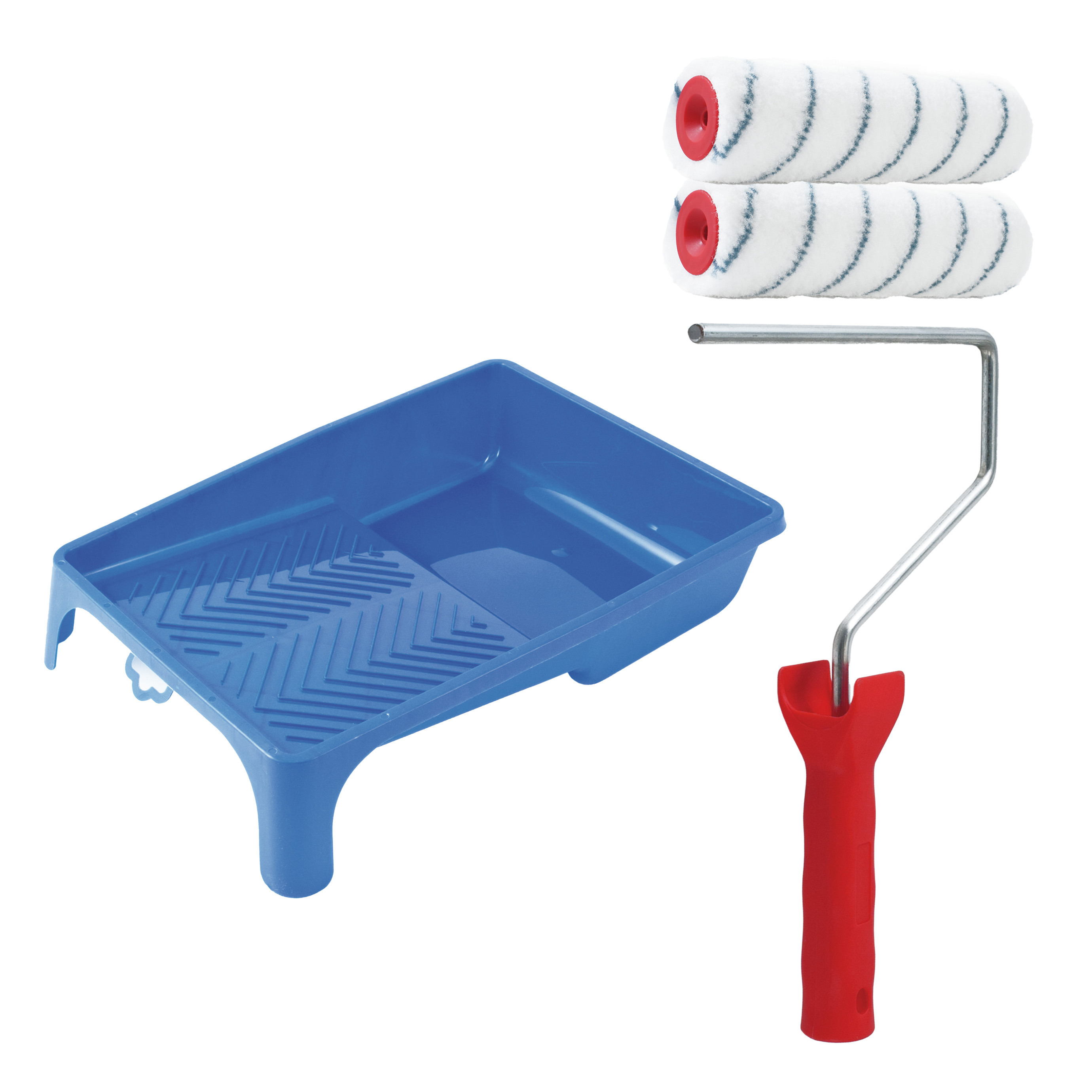 Sorex Verfrollers schilderen set - met beugel en verfbak - 2x anti spat rollers - breedte 18 cm -