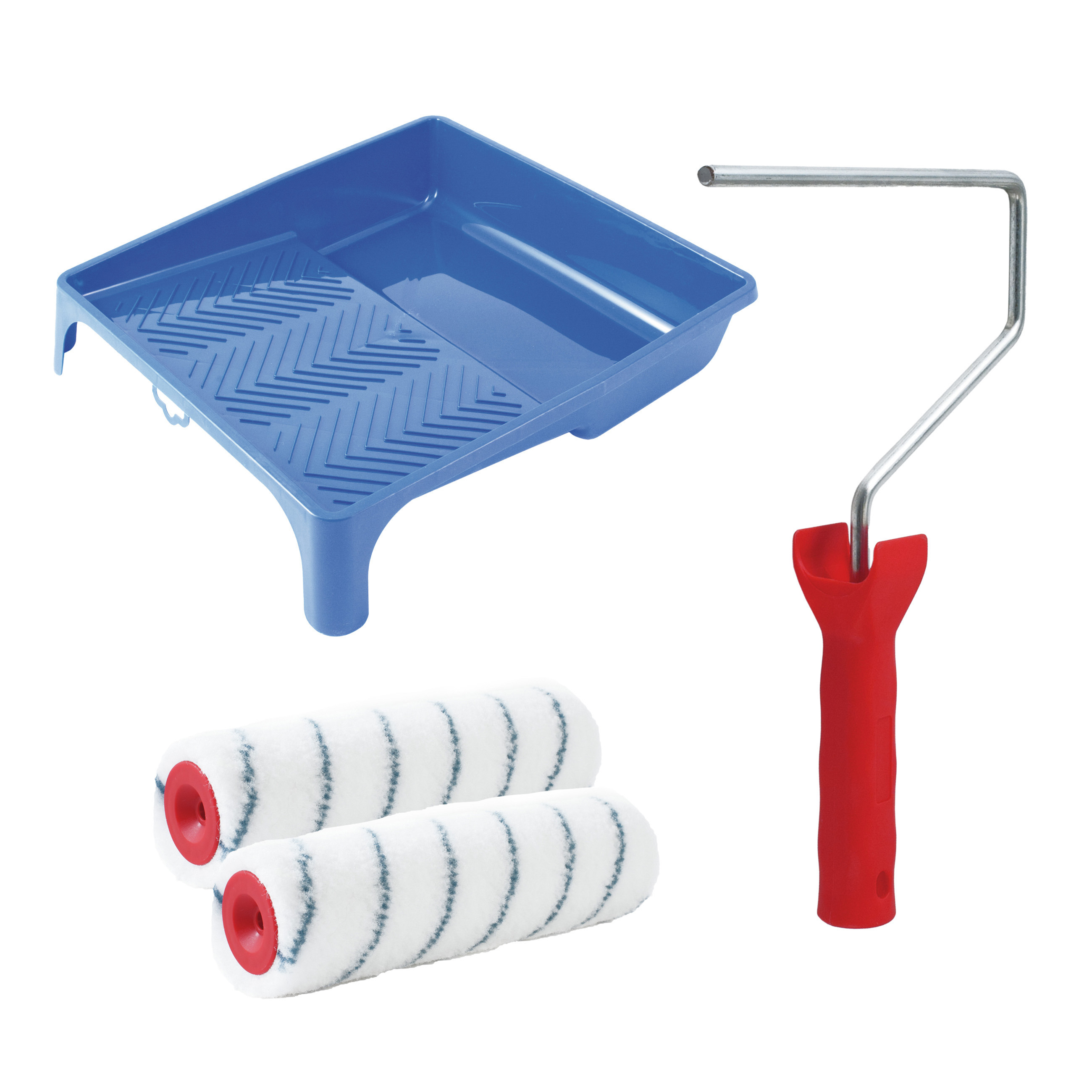 Sorex Verfrollers schilderen set - met beugel en verfbak - 2x anti spat rollers - breedte 25 cm -