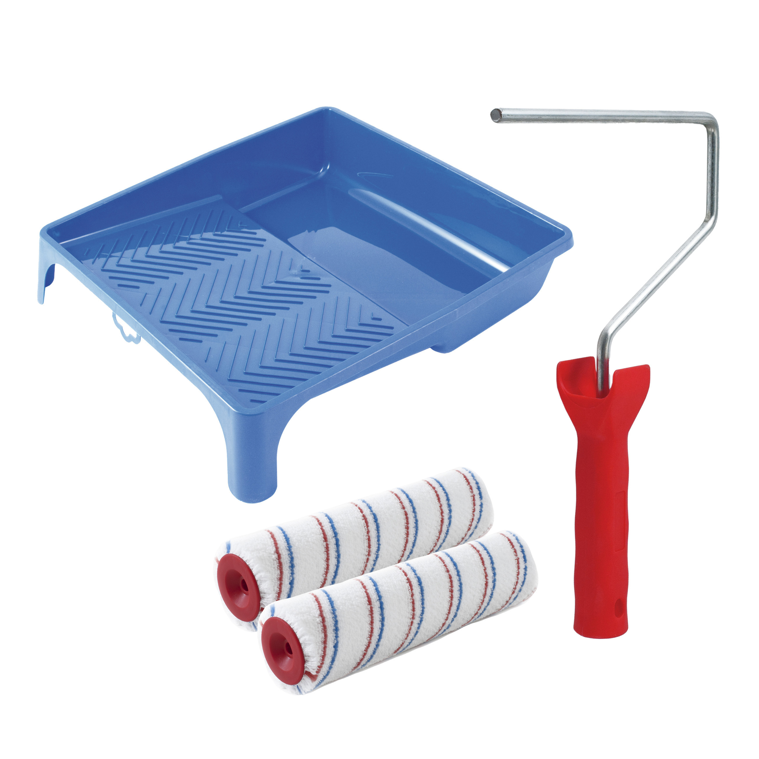 Sorex Verfrollers schilderen set - beugel en verfbak - 2x vacht anti spat verfrollers - 25 cm -