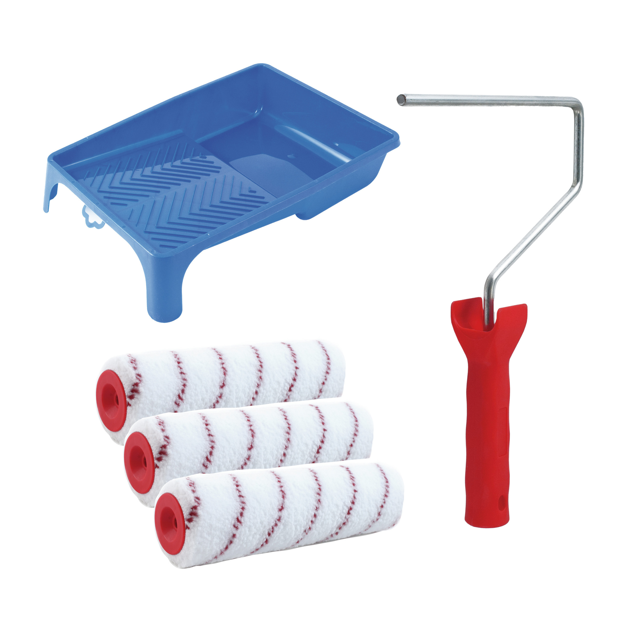 Sorex Verfrollers schilderen set - met beugel en verfbak - 3x anti spatten rollers - breedte 18 cm -