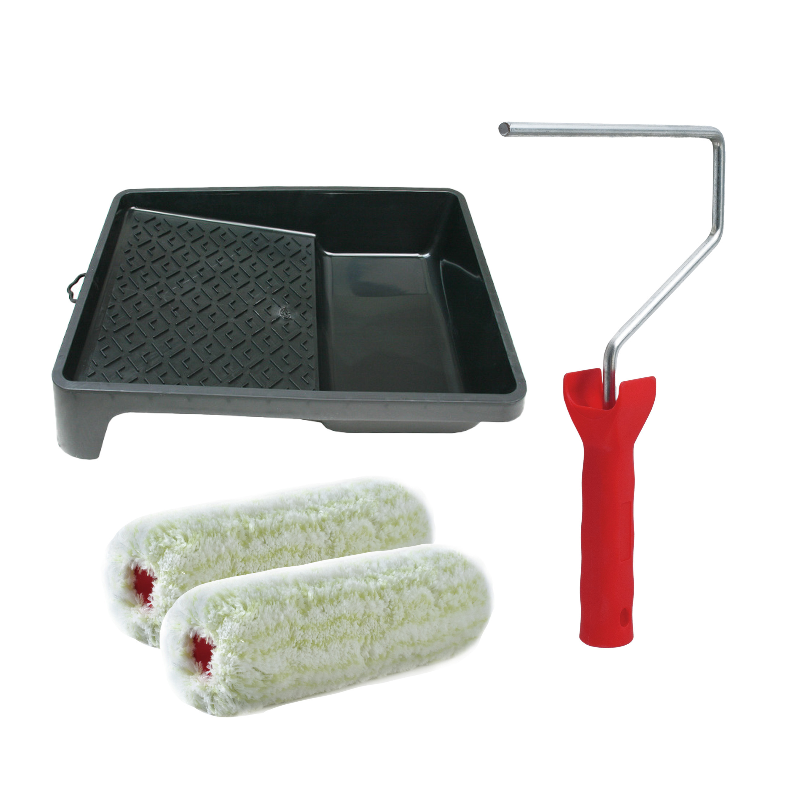 Sorex Verfrollers schilderen set - met beugel en verfbak - 2x vacht verfrollers - breedte 18 cm -