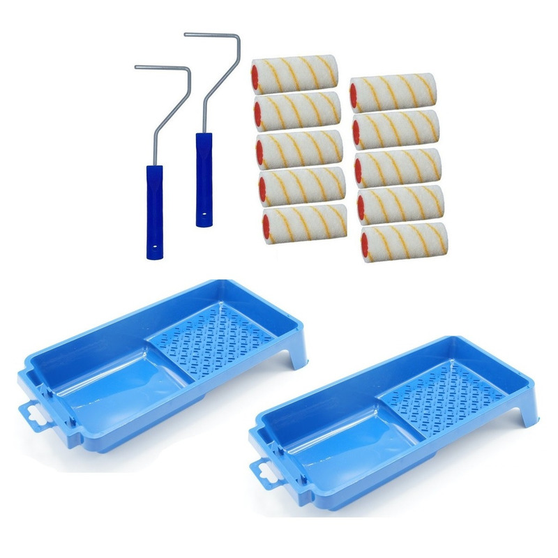 Benson 10x verfrollers incl 2 rollerbeugels en 2 verfbakjes 10 cm -