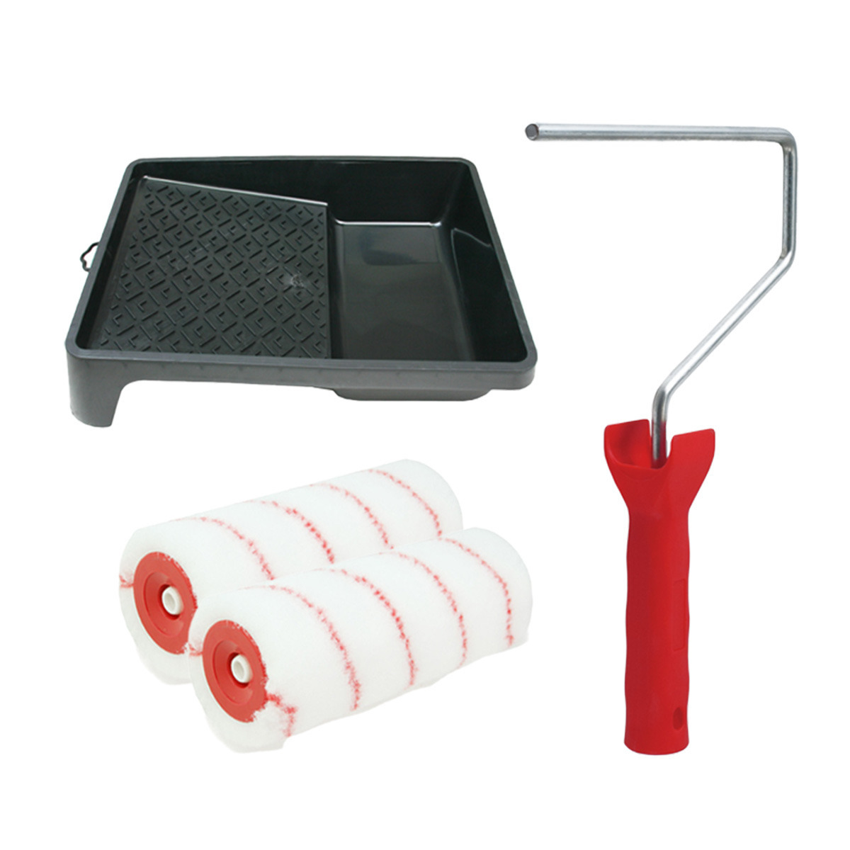 Sorex Verfrollers schilderen set - met beugel en verfbak - 2x anti spatten rollers - breedte 18 cm -