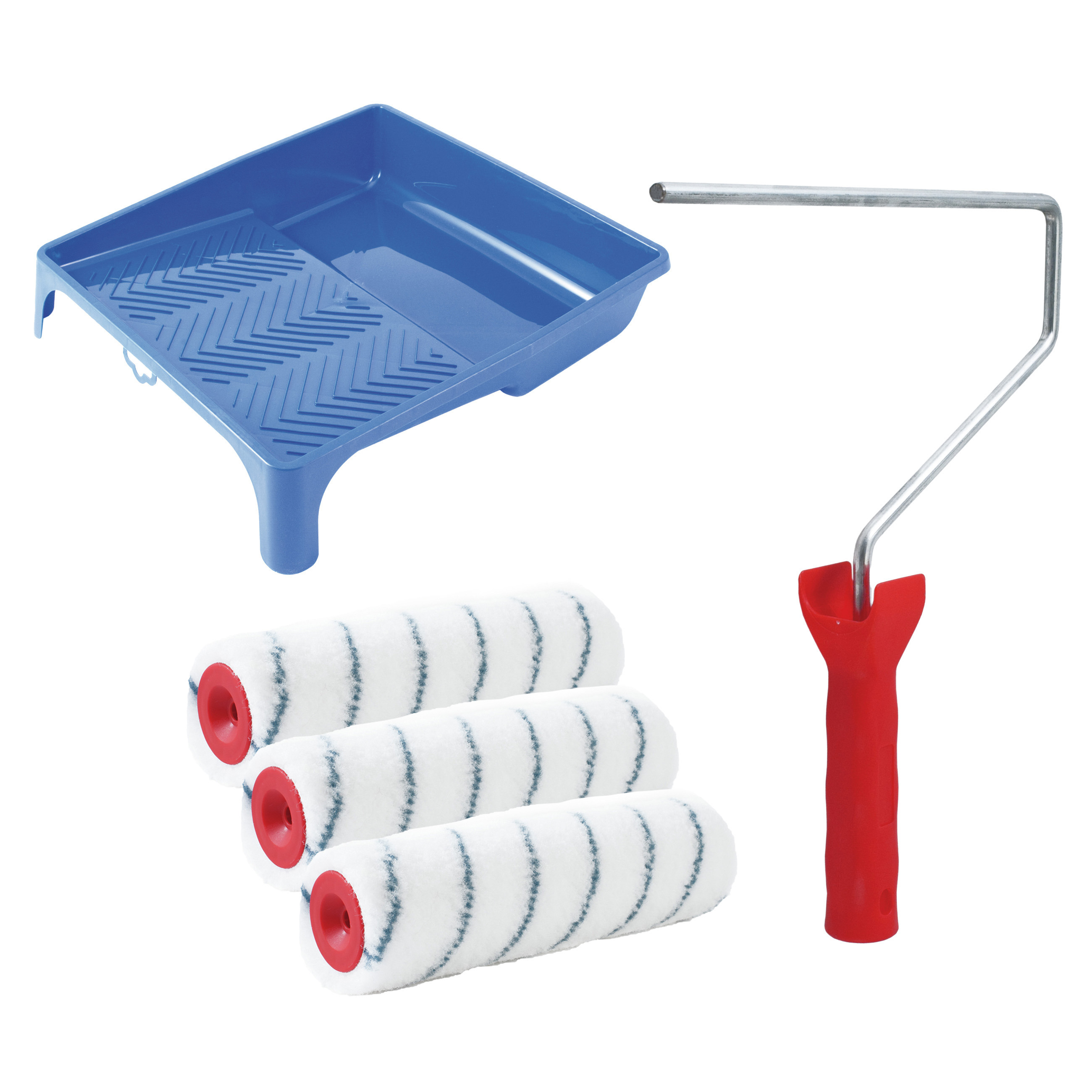 Sorex Verfrollers schilderen set - met beugel en verfbak - 3x anti spat rollers - breedte 25 cm -