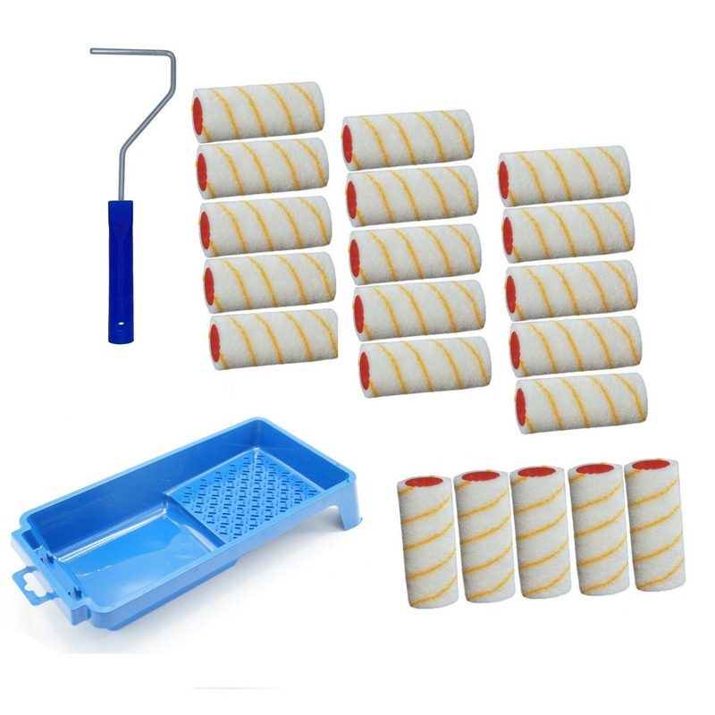 Benson 20x verfrollers / vachtrollers incl rollerbeugel en verfbak 10 c -