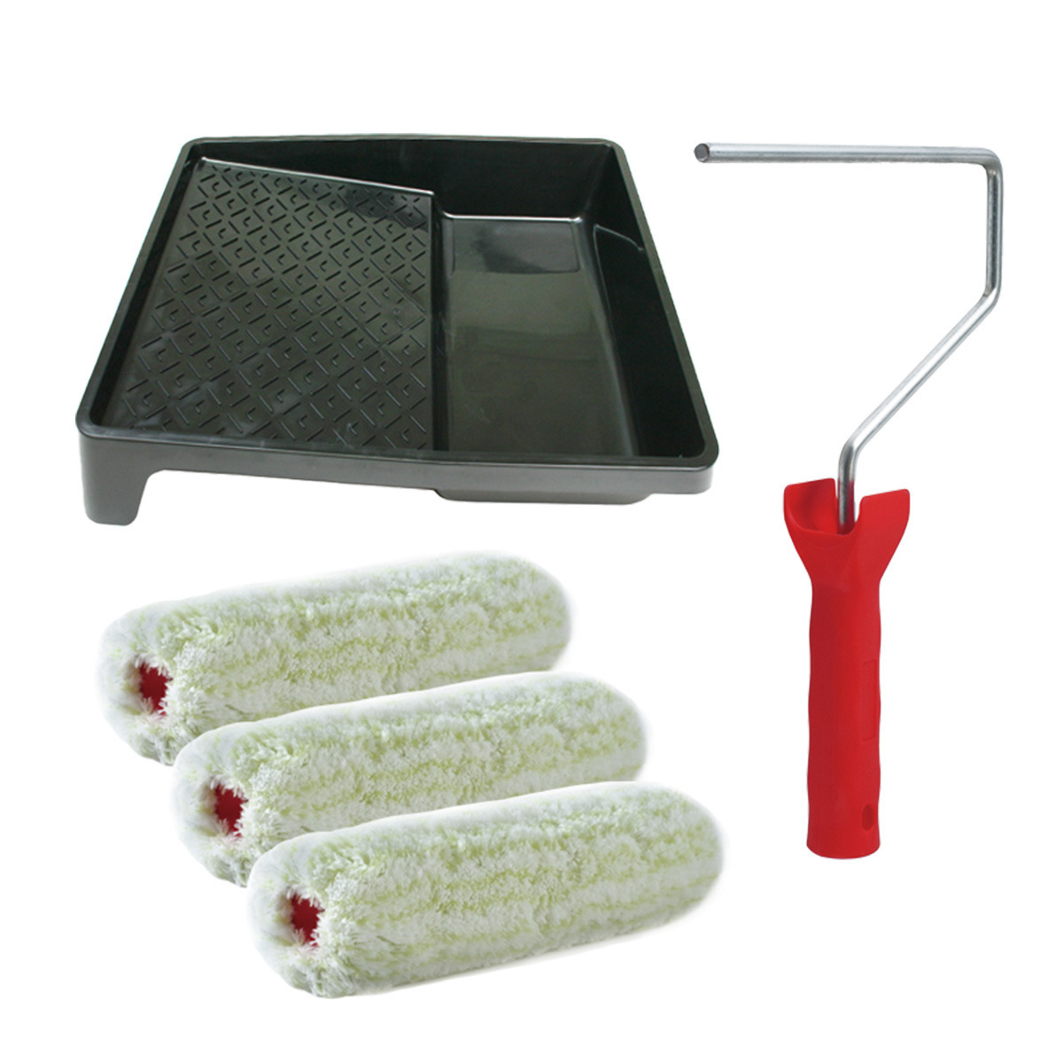 Sorex Verfrollers schilderen set - met beugel en verfbak - 3x vacht verfrollers - breedte 18 cm -