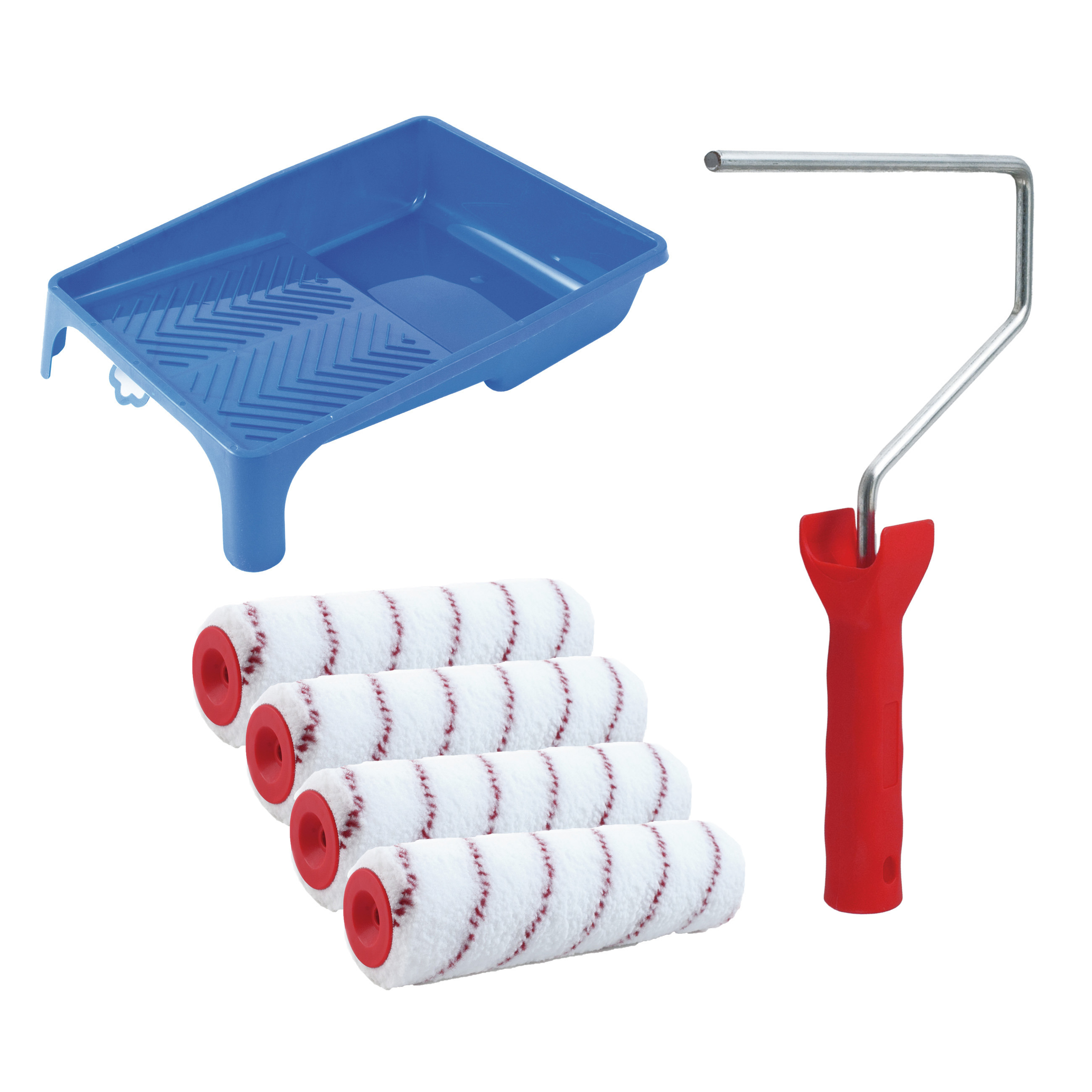 Sorex Verfrollers schilderen set - met beugel en verfbak - 4x anti spat rollers - breedte 25 cm -