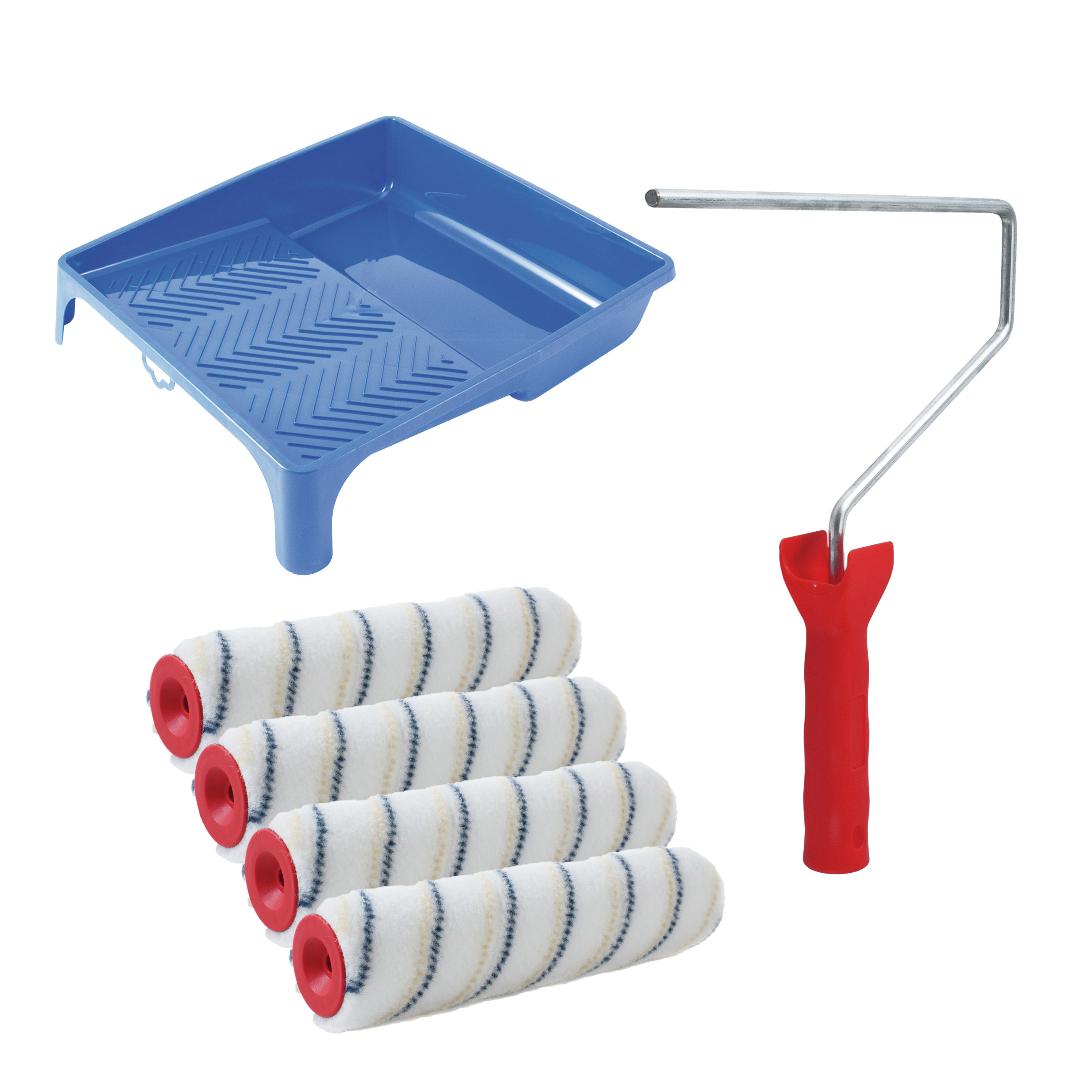 Sorex Verfrollers set - beugel - doseer verfbak - 4x anti spat rollers - 25cm breed - schilderen -