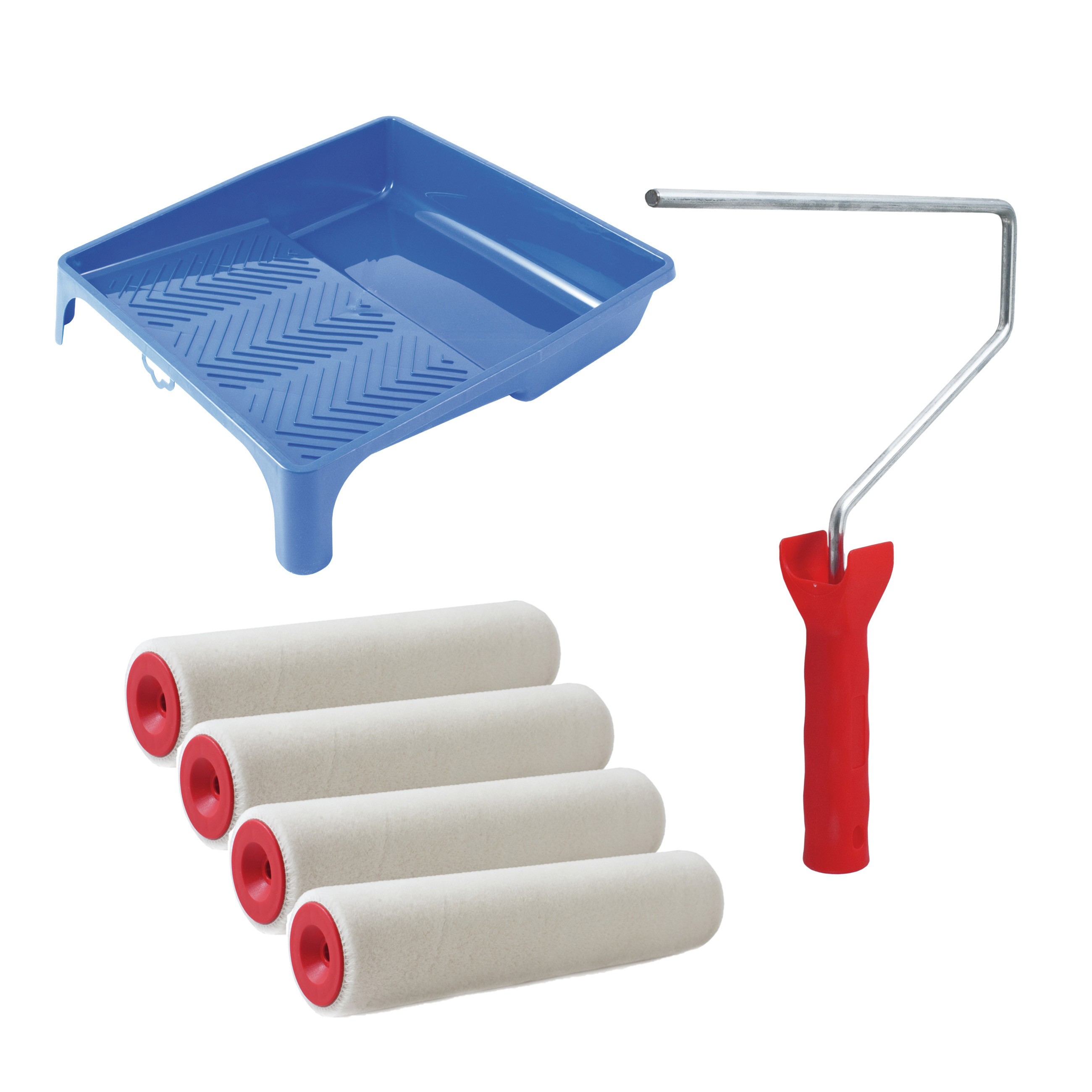 Sorex Verfrollers set - beugel - doseer verfbak - 4x anti spat rollers - 25cm breed - schilderen -