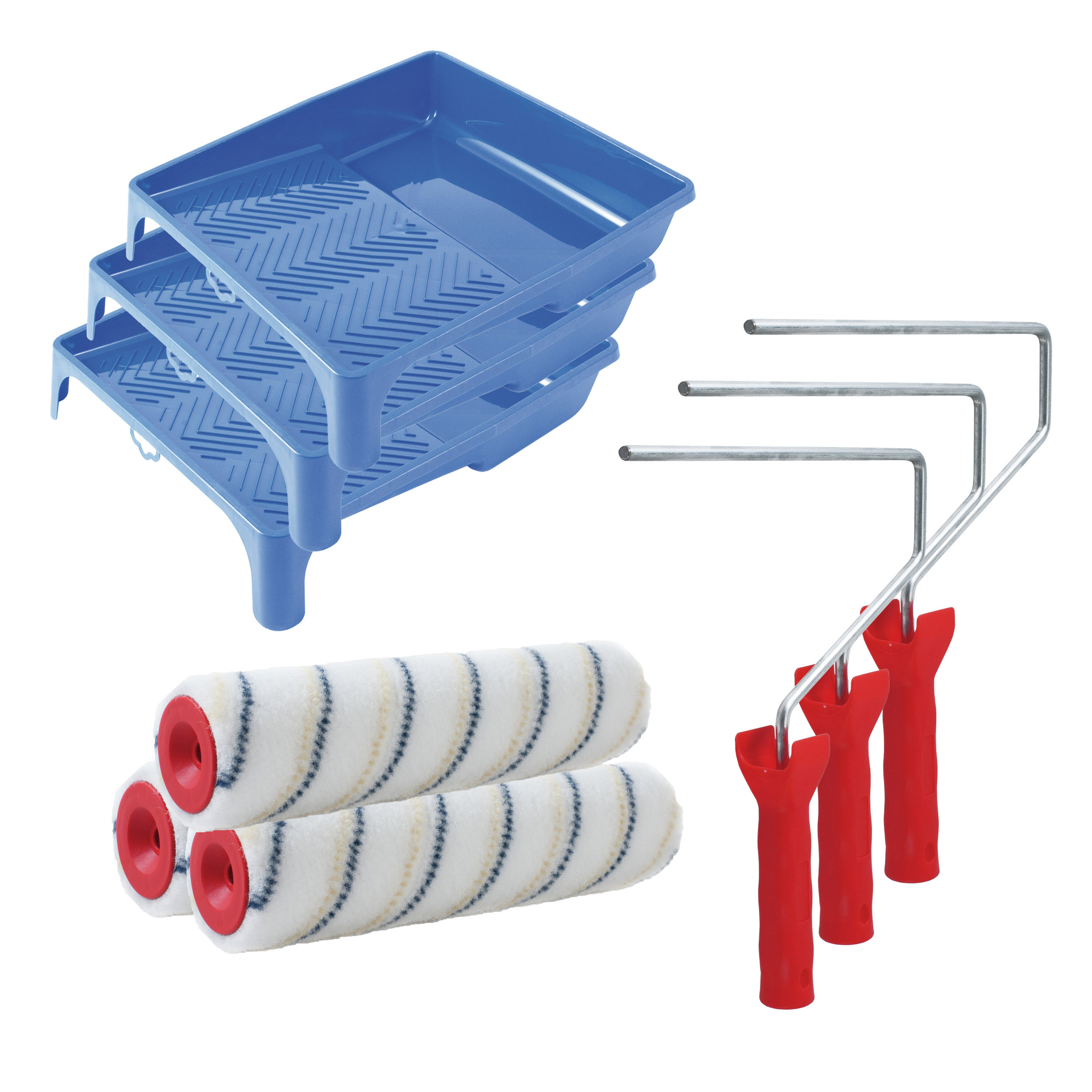 Sorex Verfrollers set - beugel - doseer verfbak - 3x anti spat rollers - 25cm breed - schilderen -