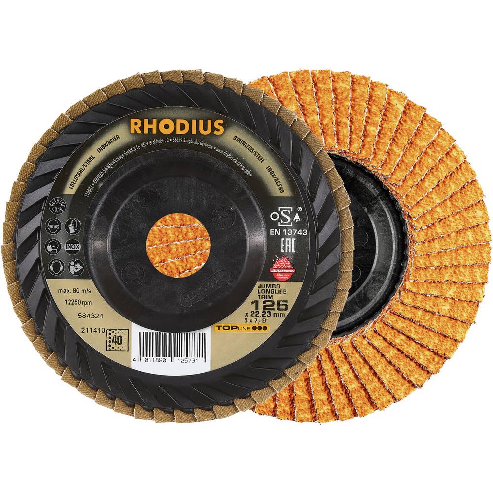 Rhodius 211410 JUMBO LONGLIFE TRIM Lamellenschijf RVS, Staal 10 stuk(s)