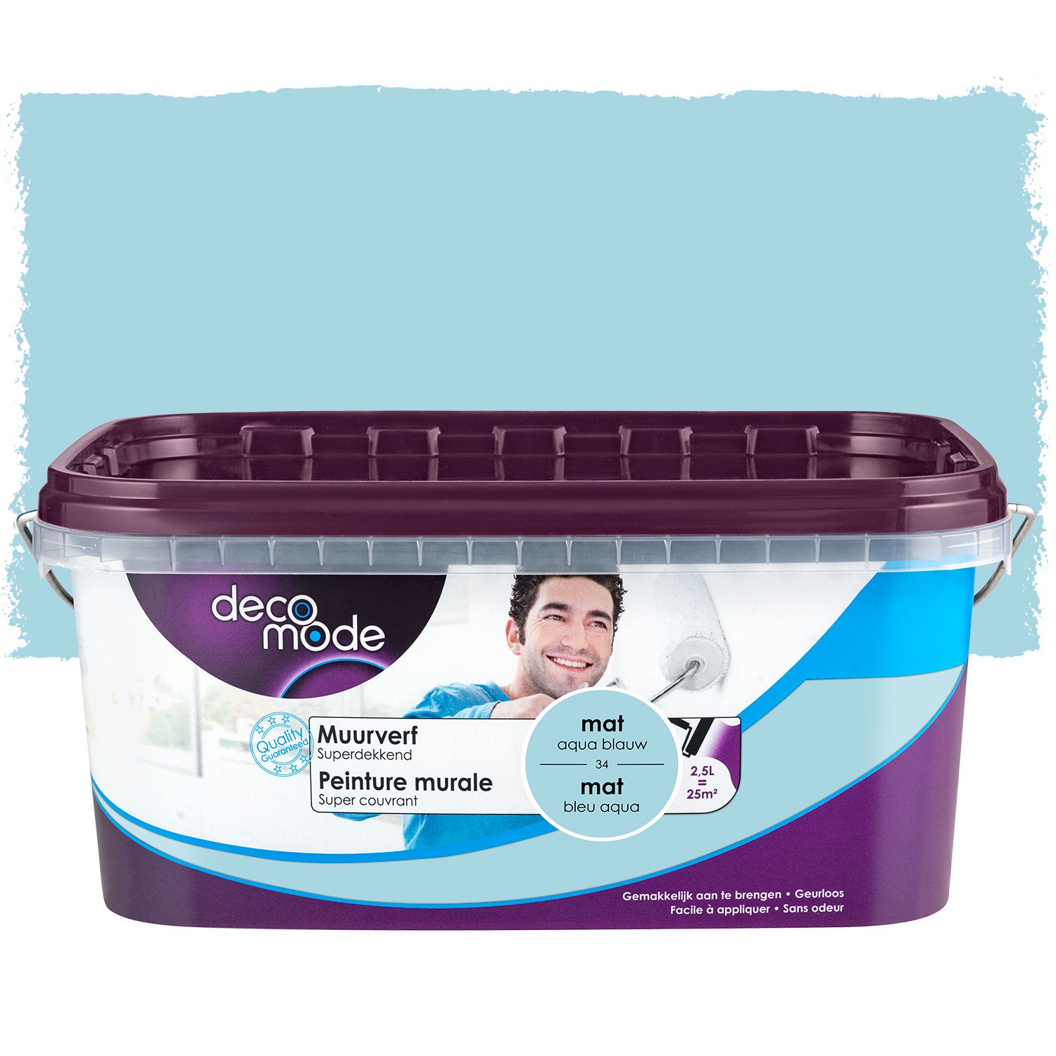 Decomode Muurverf Superdekkend Mat Aqua Blauw 2,5l