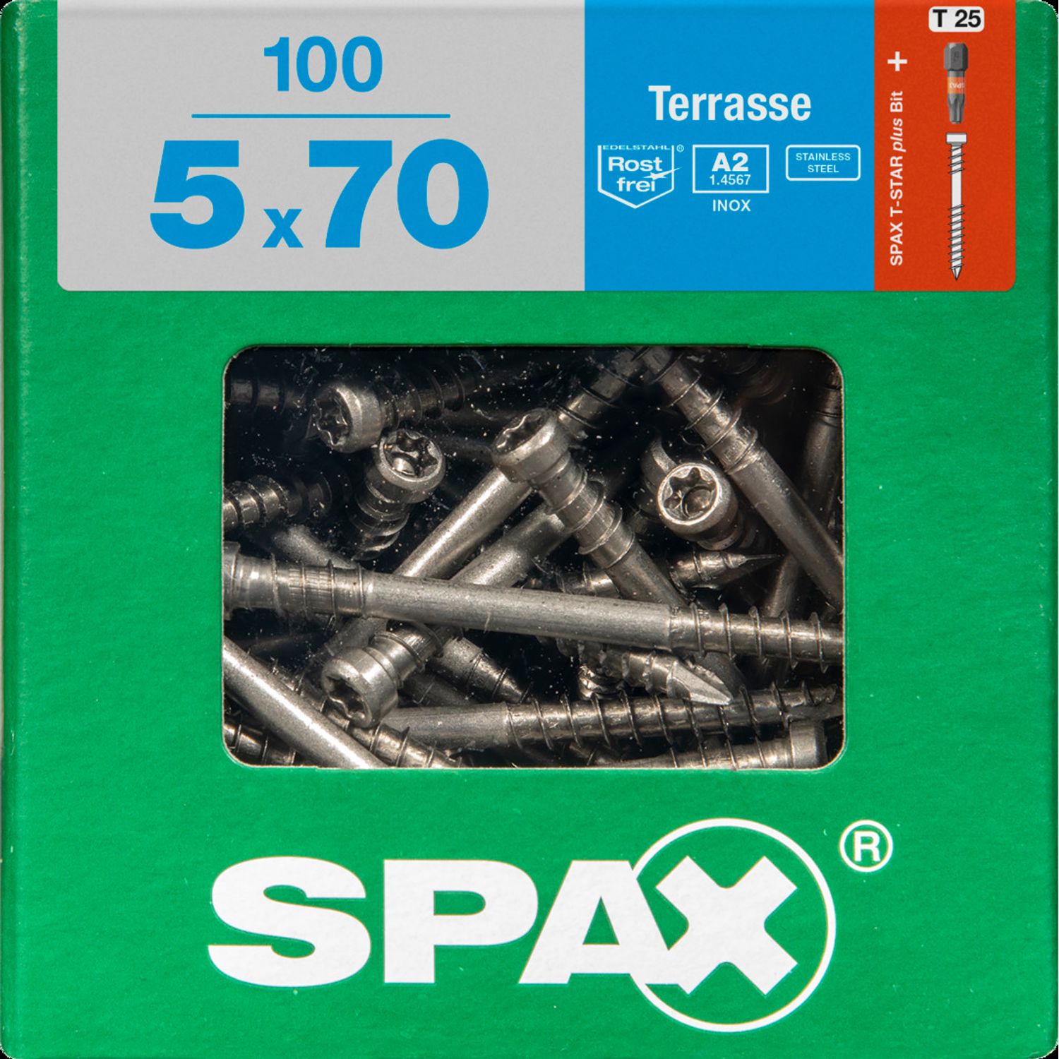 SPAX Terrasschroef 't-star' Rvs 5x70mm 100 Stuks