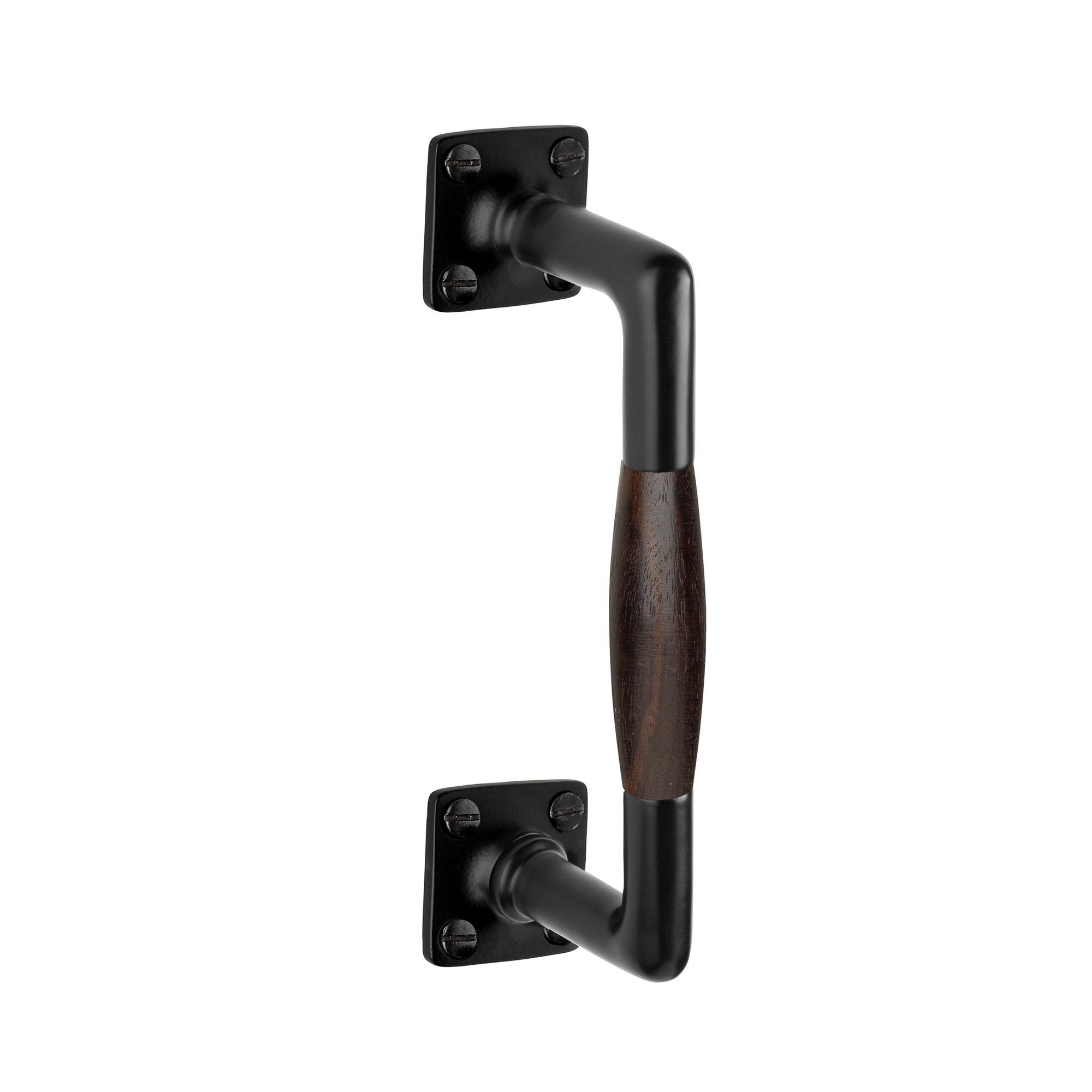De Oude Deurklink Handgreep palissander 185mm vierkant rozet mat zwart