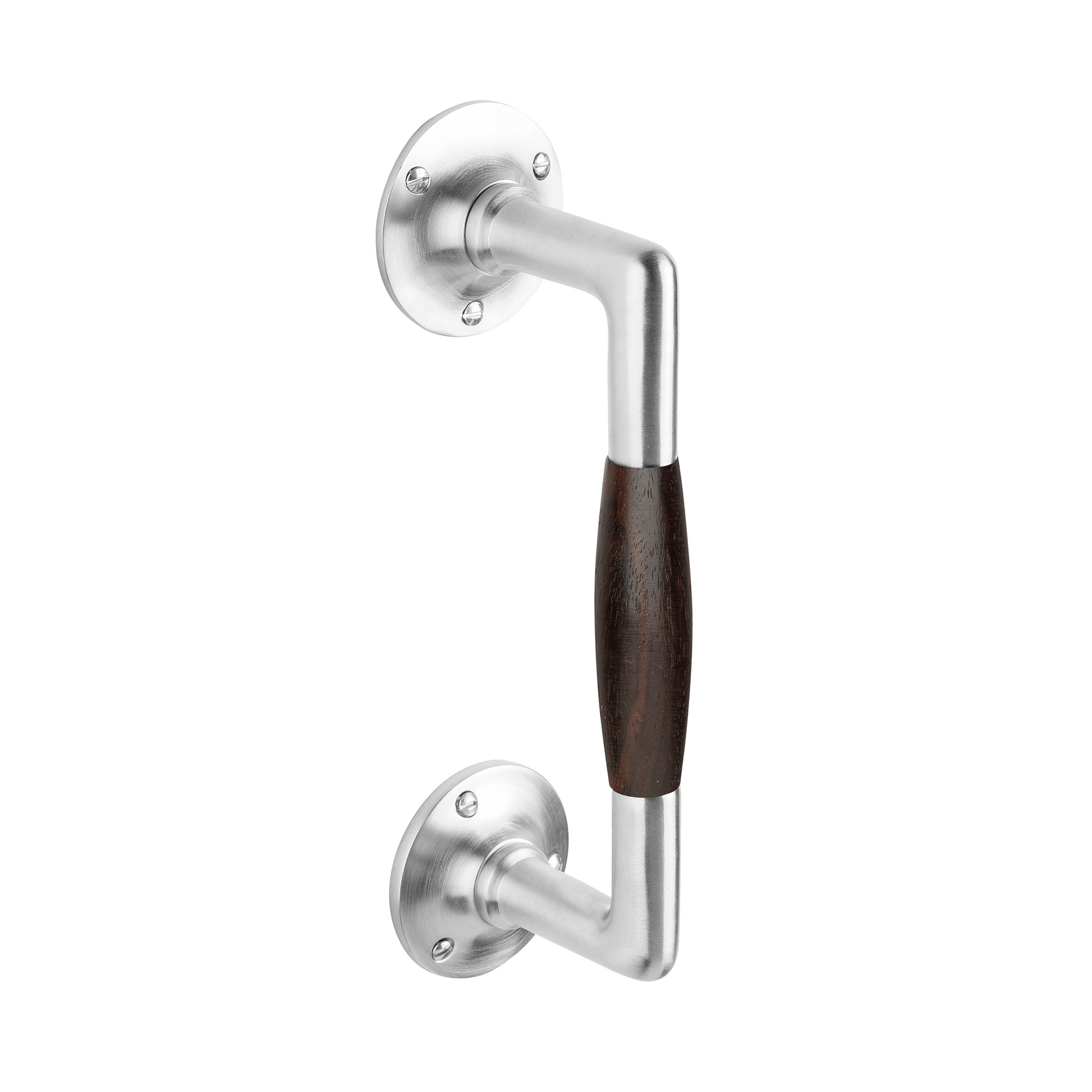 De Oude Deurklink Handgreep palissander 195mm rond rozet mat nikkel