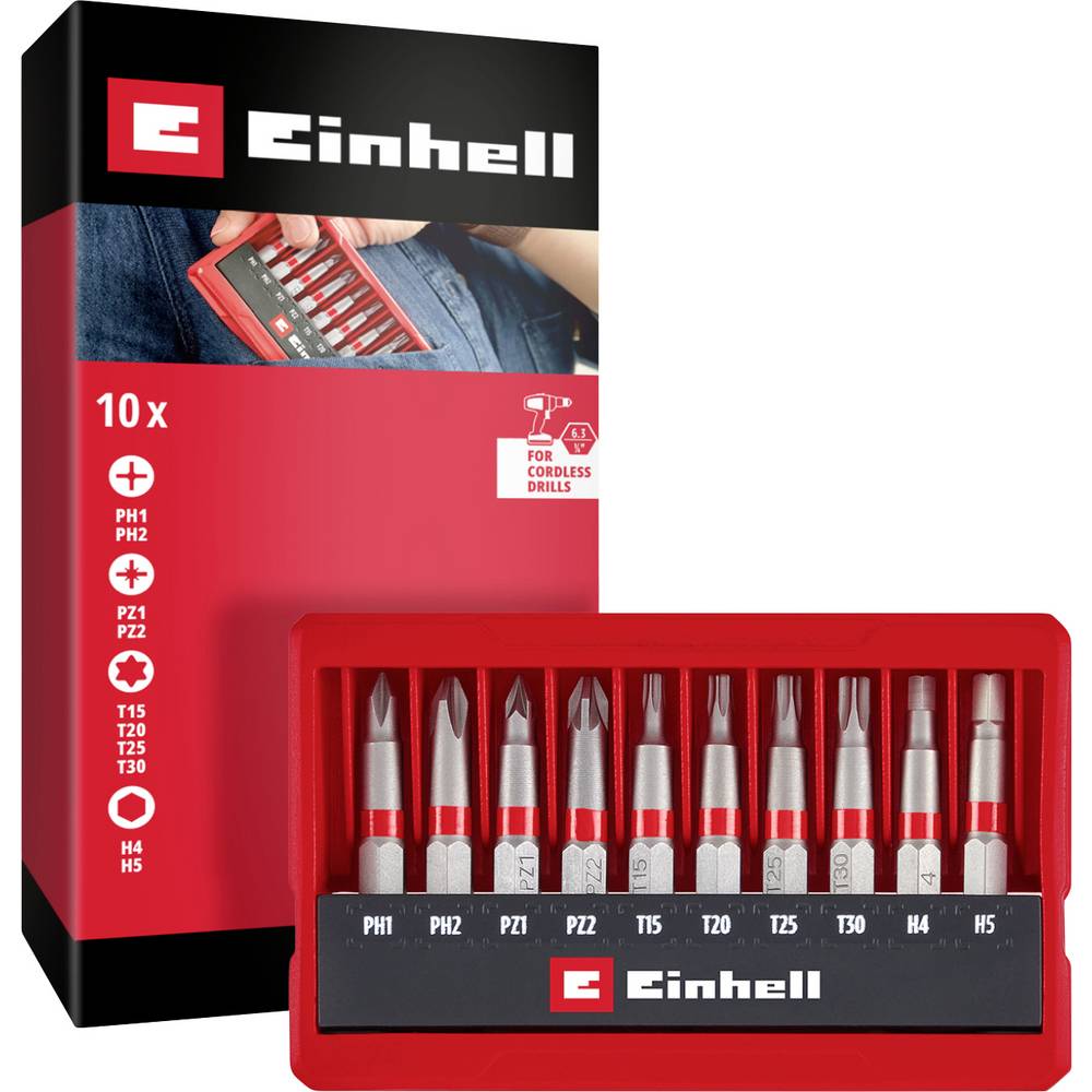 Einhell Bit Taschenbox 10tlg 118643 Bitset Torx, PH, PZ, Inbus