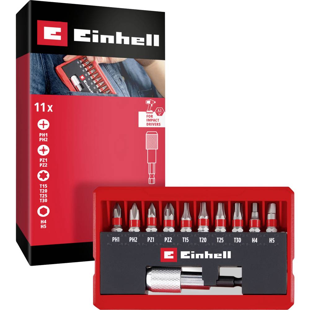 Einhell Bit Taschenbox 11tlg 118663 Bitset Torx, PH, PZ, Inbus Incl. bithouder
