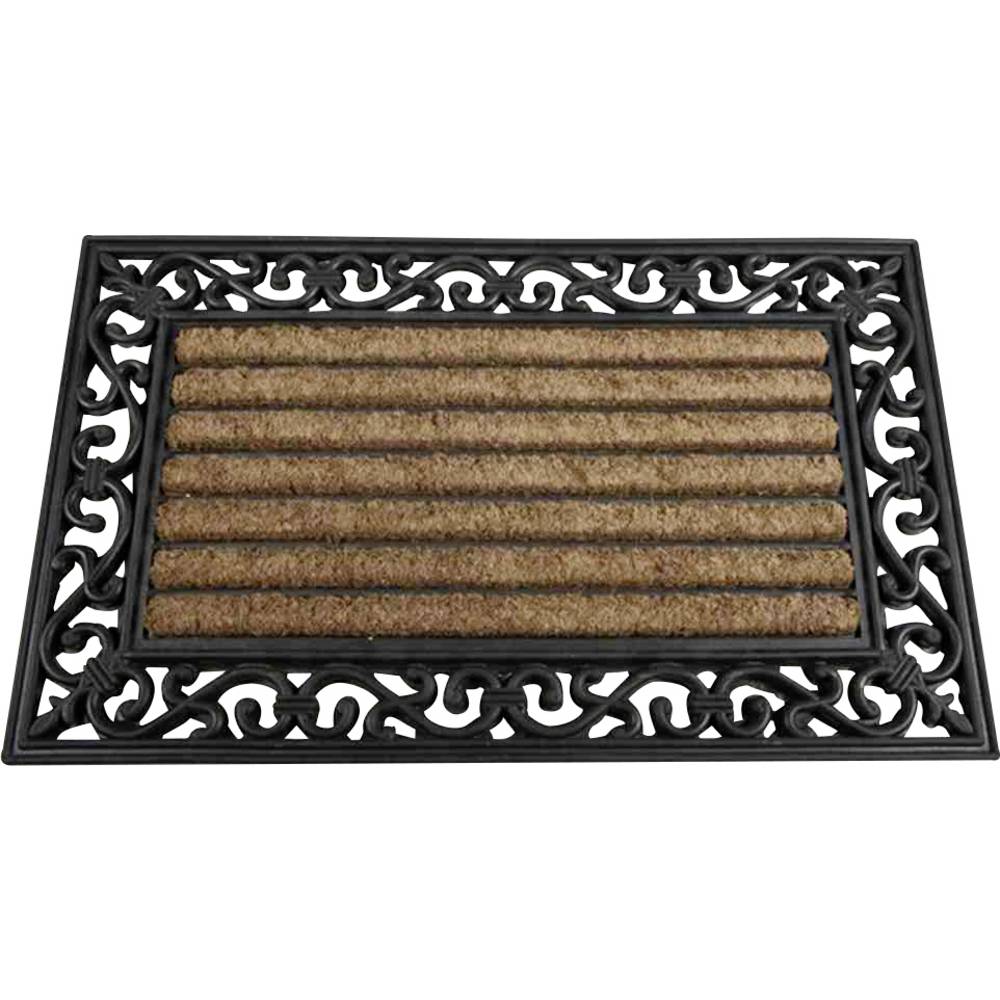 Siena Garden 3691441076 Rubberen mat „Impalla” hoekig, 45 x 75 cm rubber/kokos zwart/naturel, met kokosvezel (l x b) 75 cm x 45 cm 1 stuk(s)