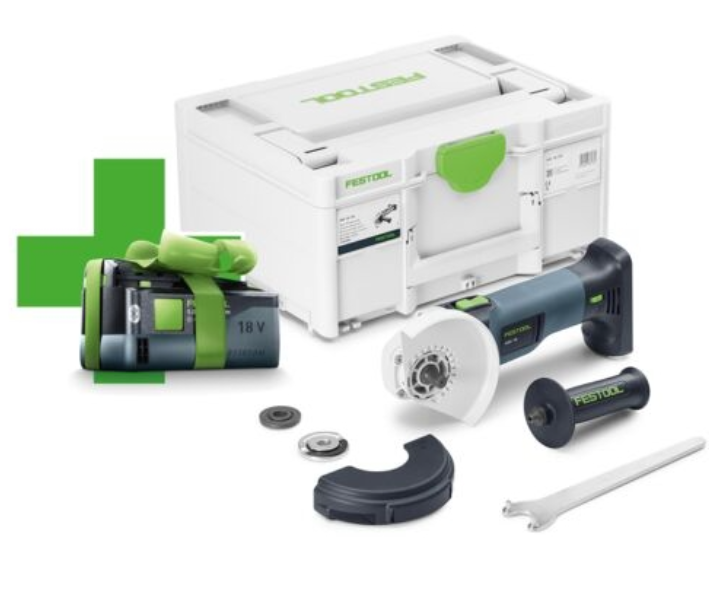 Festool AGC 18-125 EB-Basic-5,0 18V Li-Ion Accu Haakse Slijper Body In Systainer Met 5,0Ah Accu - 125mm