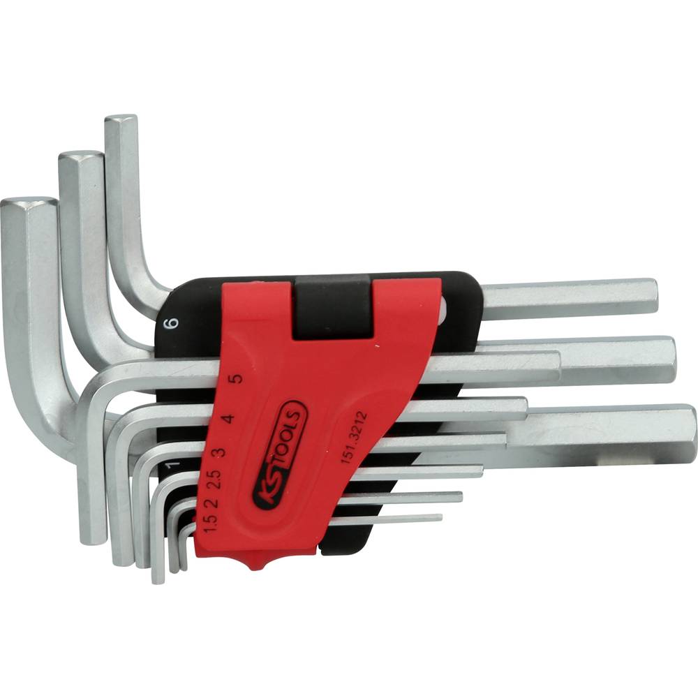 KS Tools 151.3212 Inbus Haakse schroevendraaierset 1.5 mm, 2 mm, 2.5 mm, 3 mm, 4 mm, 5 mm, 6 mm, 8 mm, 10 mm 9-delig
