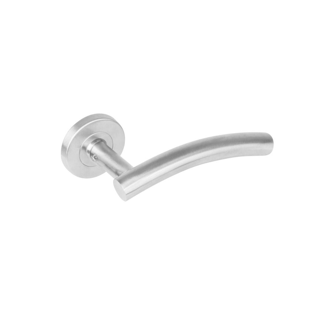 Intersteel Gatdeel rechts 1274 gebogen op rond rozet staal met 7mm nok RVS