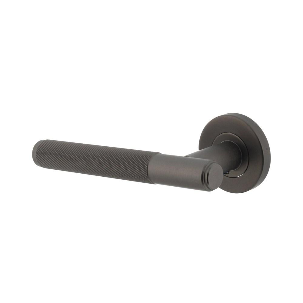 Intersteel Gatdeel links Rombo ruit motief op geveerde stalen rozet met nokken ø53x8mm rvs antraciet-grijs