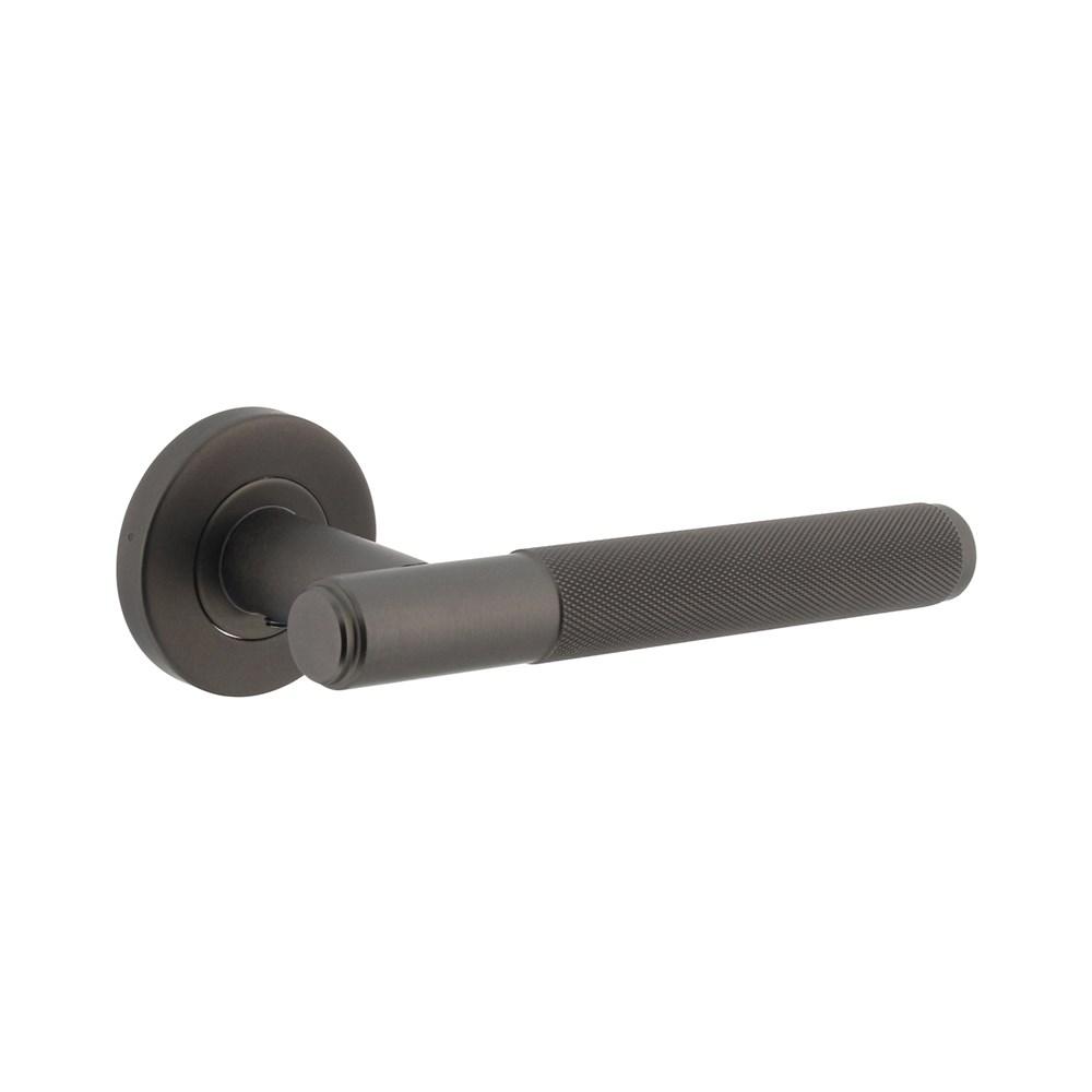 Intersteel Gatdeel rechts Rombo ruit motief op geveerde stalen rozet met nokken ø53x8mm rvs antraciet-grijs