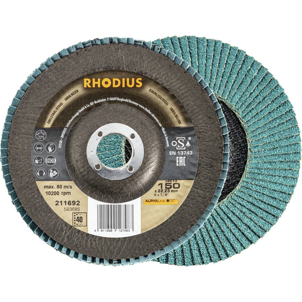 Rhodius 211692 LSZ F3 Lamellenschijf RVS, Staal 10 stuk(s)