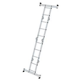 Munk multifunctionele ladder met sporten, trap/enkelladder, met traverse, rechthoekige buisbomen, vierkante sporten, 6 stalen scharnieren, 350 mm breed, 150 kg belasting, nivell traverses, 2x2 + 2x3 s