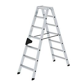 Munk aluminium trap, rechthoekige buisbomen, conische ladderboomgeleiding, nivello ladderschoenen, ergo-pad gripzone, tot 150 kg, 2x7 treden