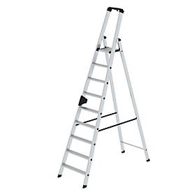 Munk trap, aluminium, enkelzijdige toegang, geribbelde treden, tot 150 kg, nivello ladderschoenen, 9 treden