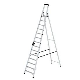 Munk trap, aluminium, enkelzijdige toegang, geribbelde treden, tot 150 kg, nivello ladderschoenen, 14 treden