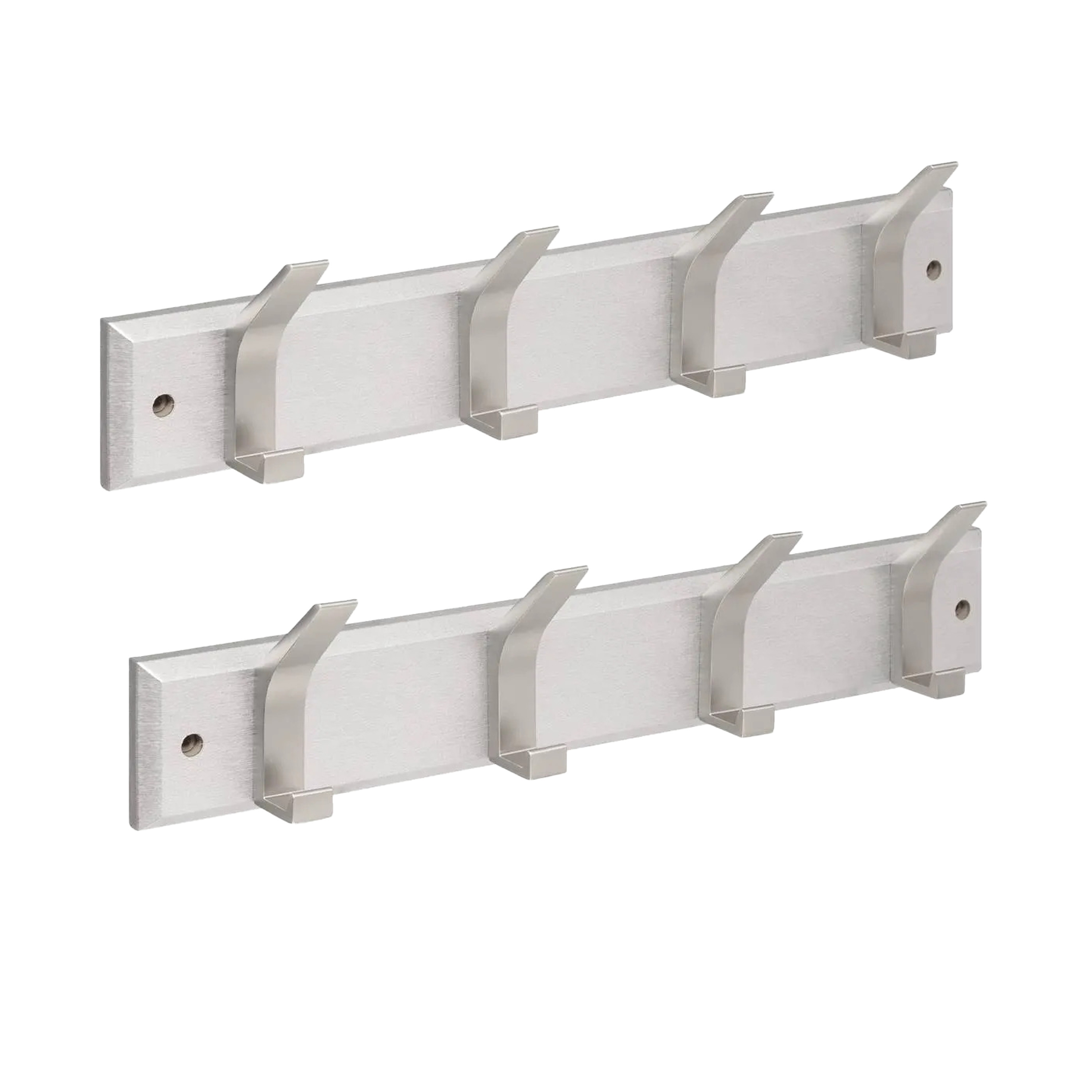5five Kapstok - 2x - 4 ophang haken - RVS - zilver - 45 x 10 cm - wandkapstok -