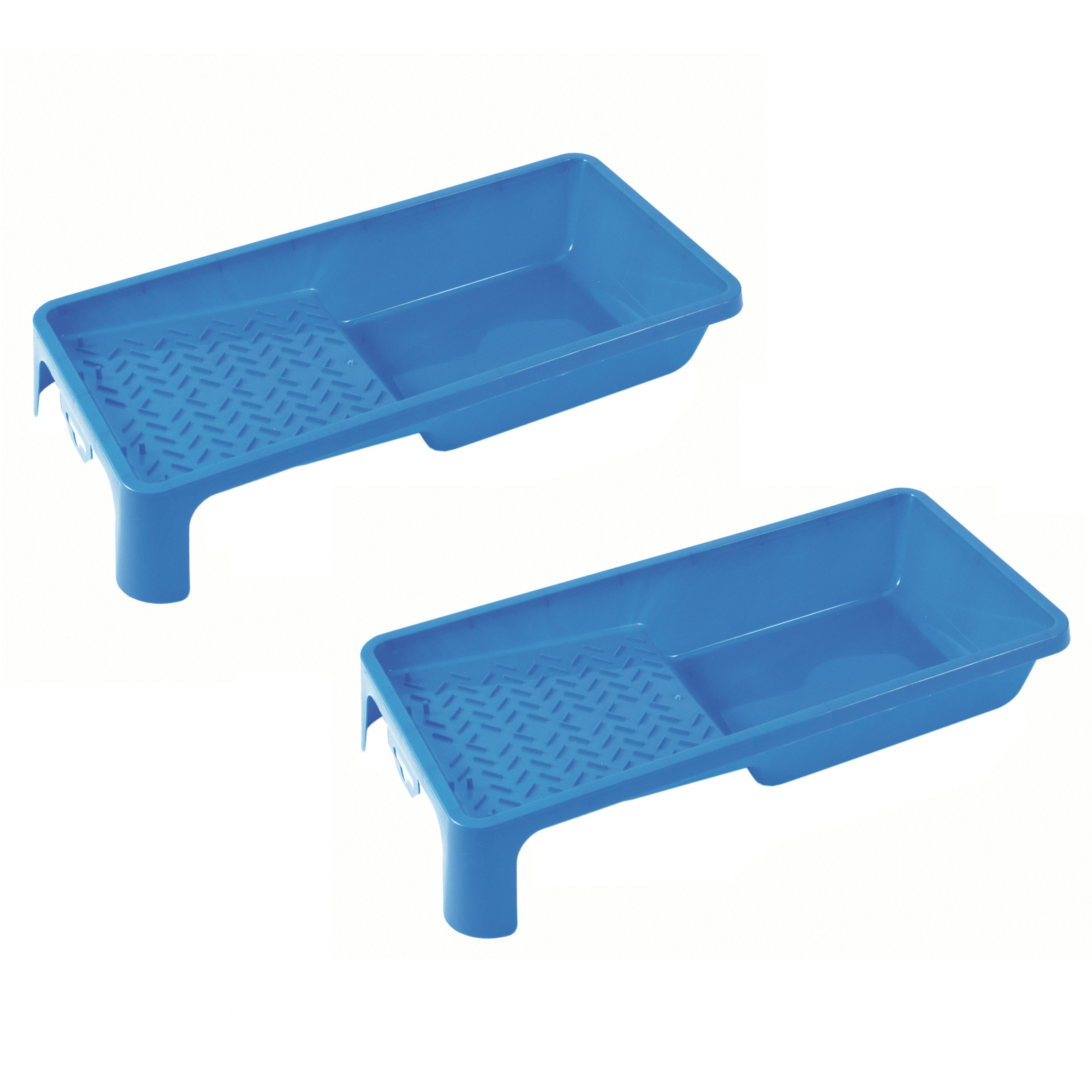 Sorex 4x stuks verfbakjes voor verfrollers/lakrollers blauw tot 10 cm -