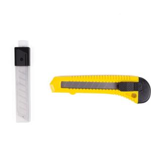 Benson Afbreekmes - werkmes - snijmes - 18 mm - staal - geel - incl. 10 reservemessen -