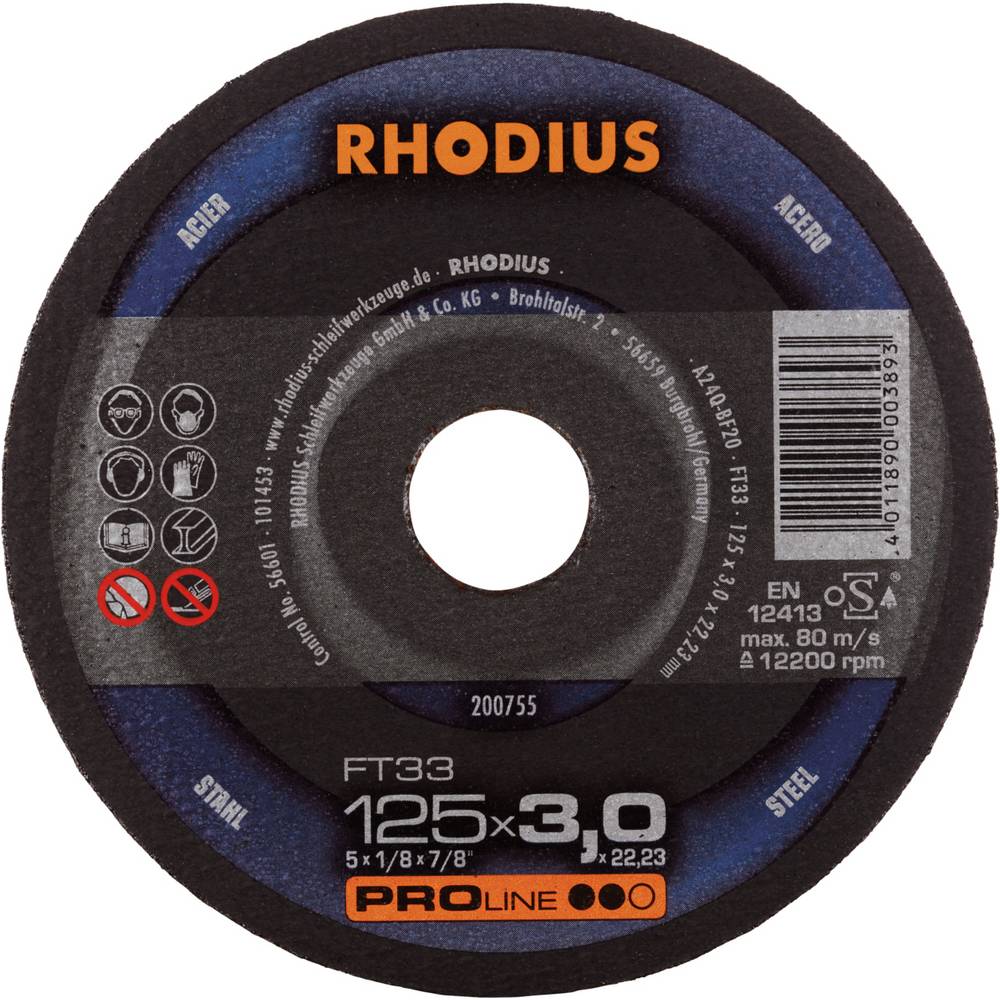 Rhodius FT33 200755 Doorslijpschijfset 25 stuk(s) Staal