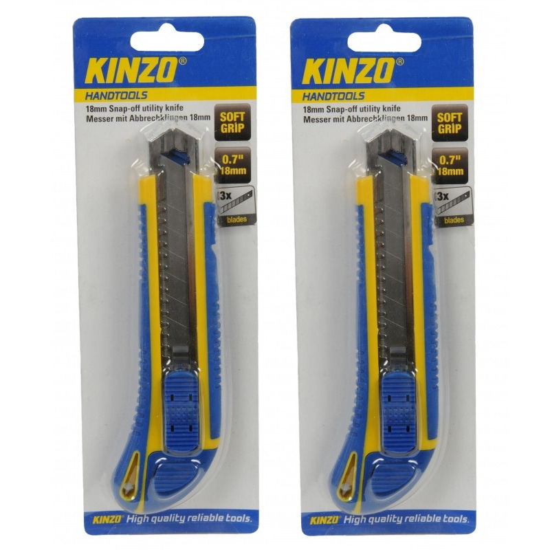 Kinzo hobby snijmesjes - 3x stuks - 18 mm - breekmesjes - metaal/kunststof -