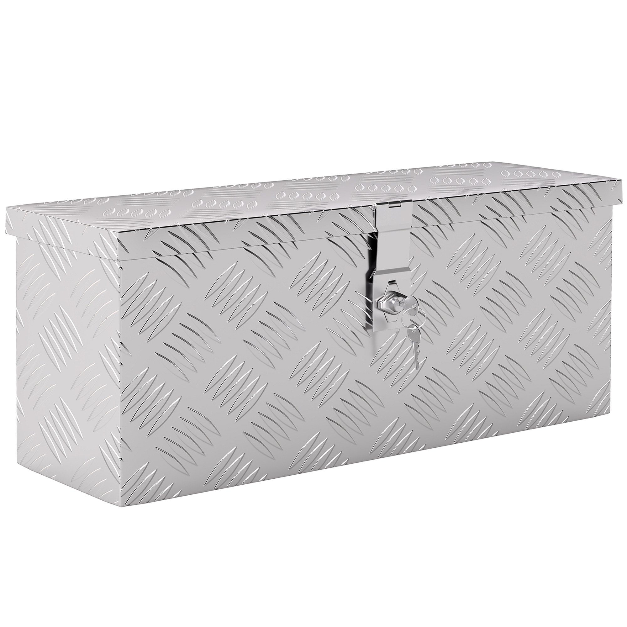 HOMCOM Gereedschapskist opbergbox van aluminium met slot en sleutels 50 x 15,5 x 20,5 cm