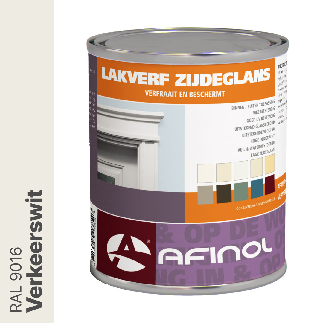 Afinol Zijdeglans Lakverf Verkeerswit (RAL 9016) 750 ml