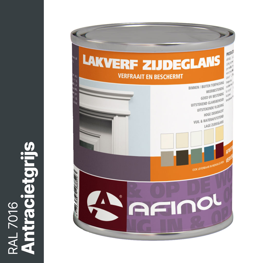 Afinol Zijdeglans Lakverf Antracietgrijs (RAL 7016) 750 ml