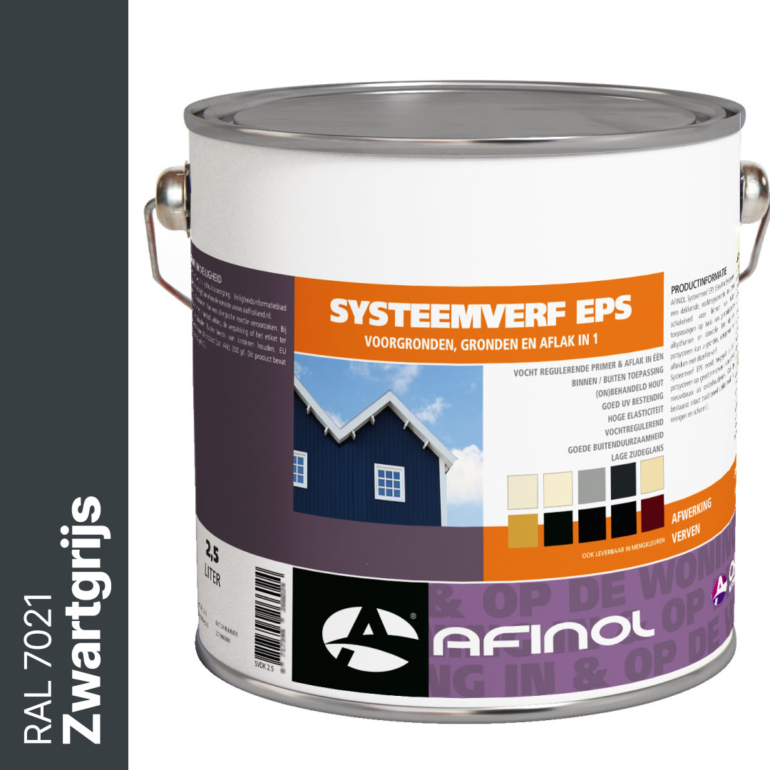 Afinol Systeemverf-Schakelverf Zwartgrijs (RAL 7021) 2,5 liter