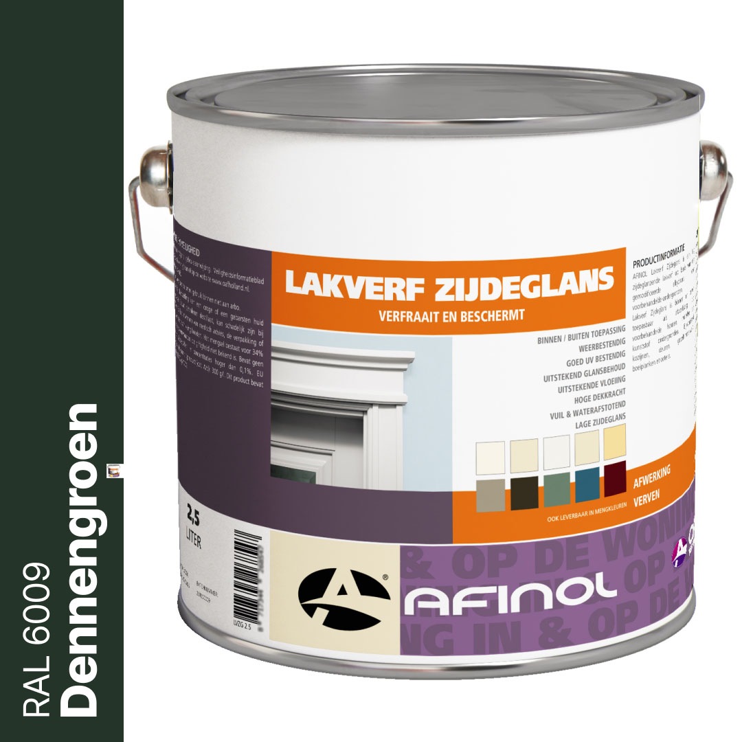 Afinol Zijdeglans Lakverf Dennengroen (RAL 6009) 2,5 liter