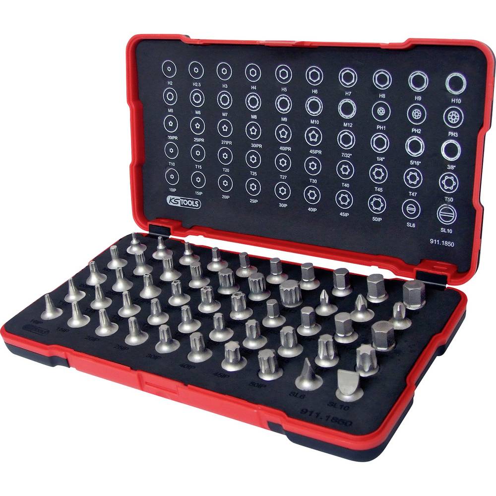 KS Tools 1/4 Bit-Stecknuss-Satz, extra kurz, 50-tlg 911.1850 Bitset
