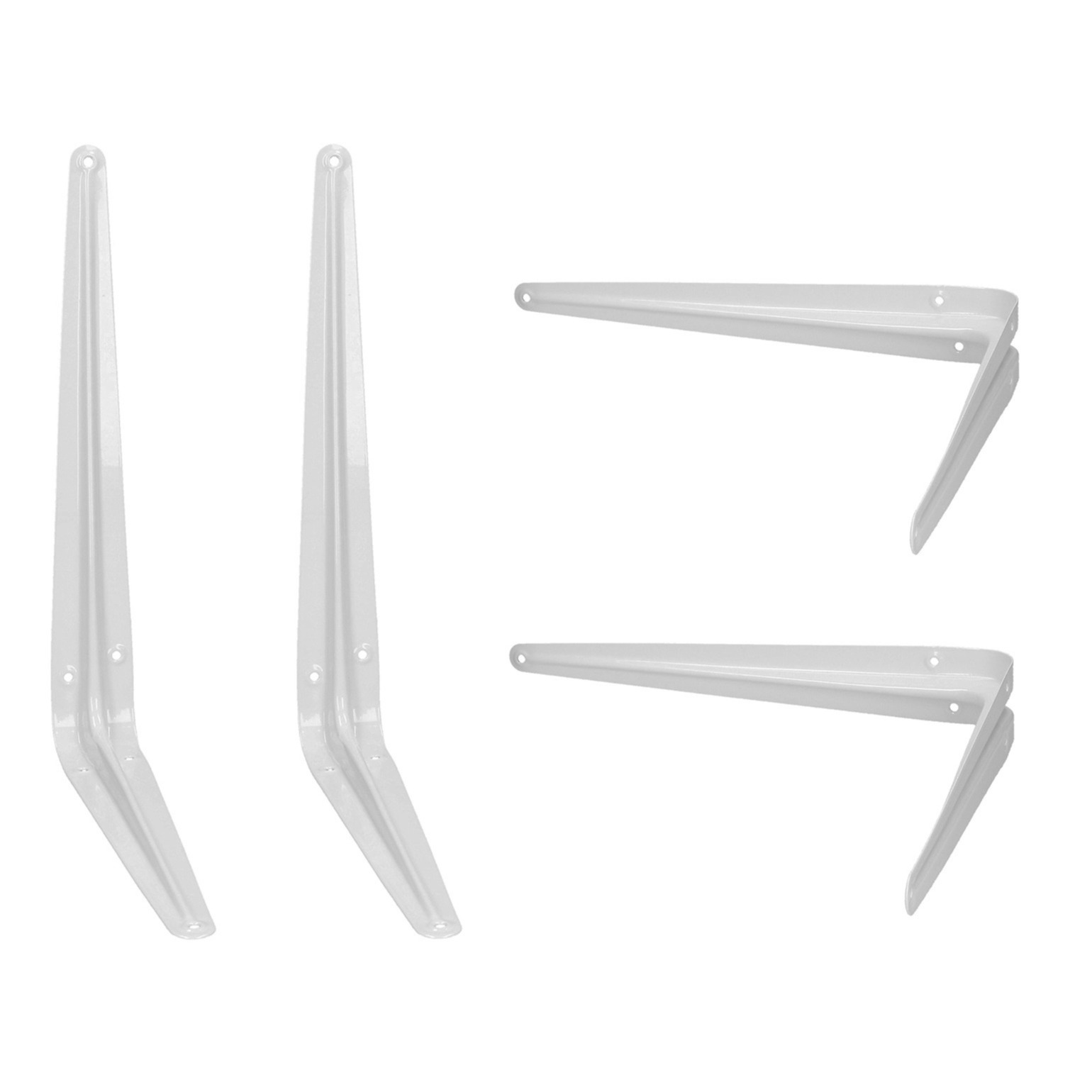 Merkloos Plankdragers - 8x stuks - wit - metaal - 20 x 15 cm - plankensteun -